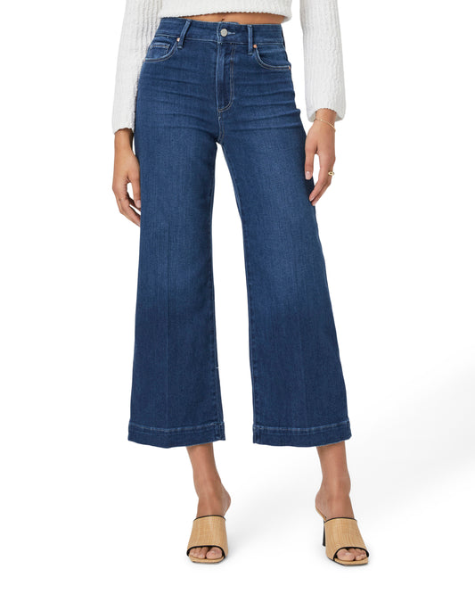 Ankle length wide leg jeans in s amid dark wash