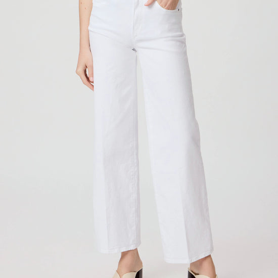 Straight cut white jeans with a high rise