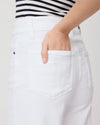 Straight cut white jeans with a high rise