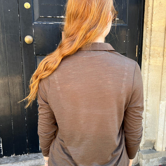 brown silky skirt with buttons up the front