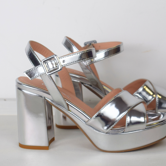 Silver heeled sandals