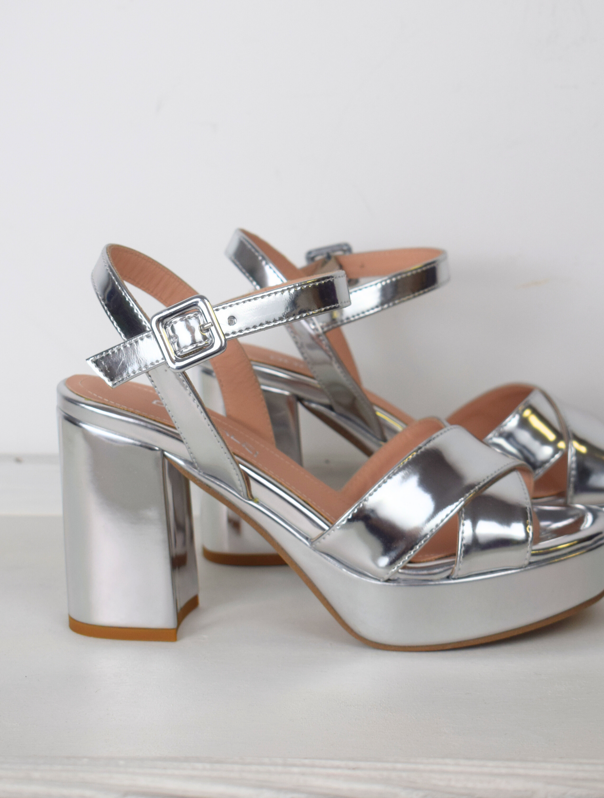 Silver heeled sandals