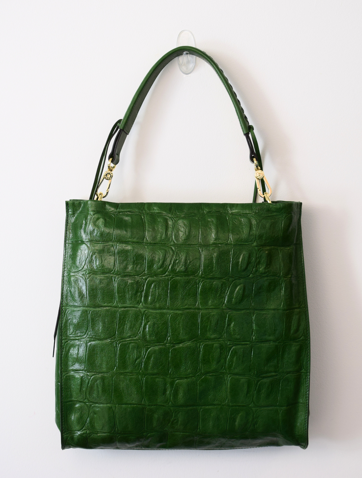 Green mock croc bag