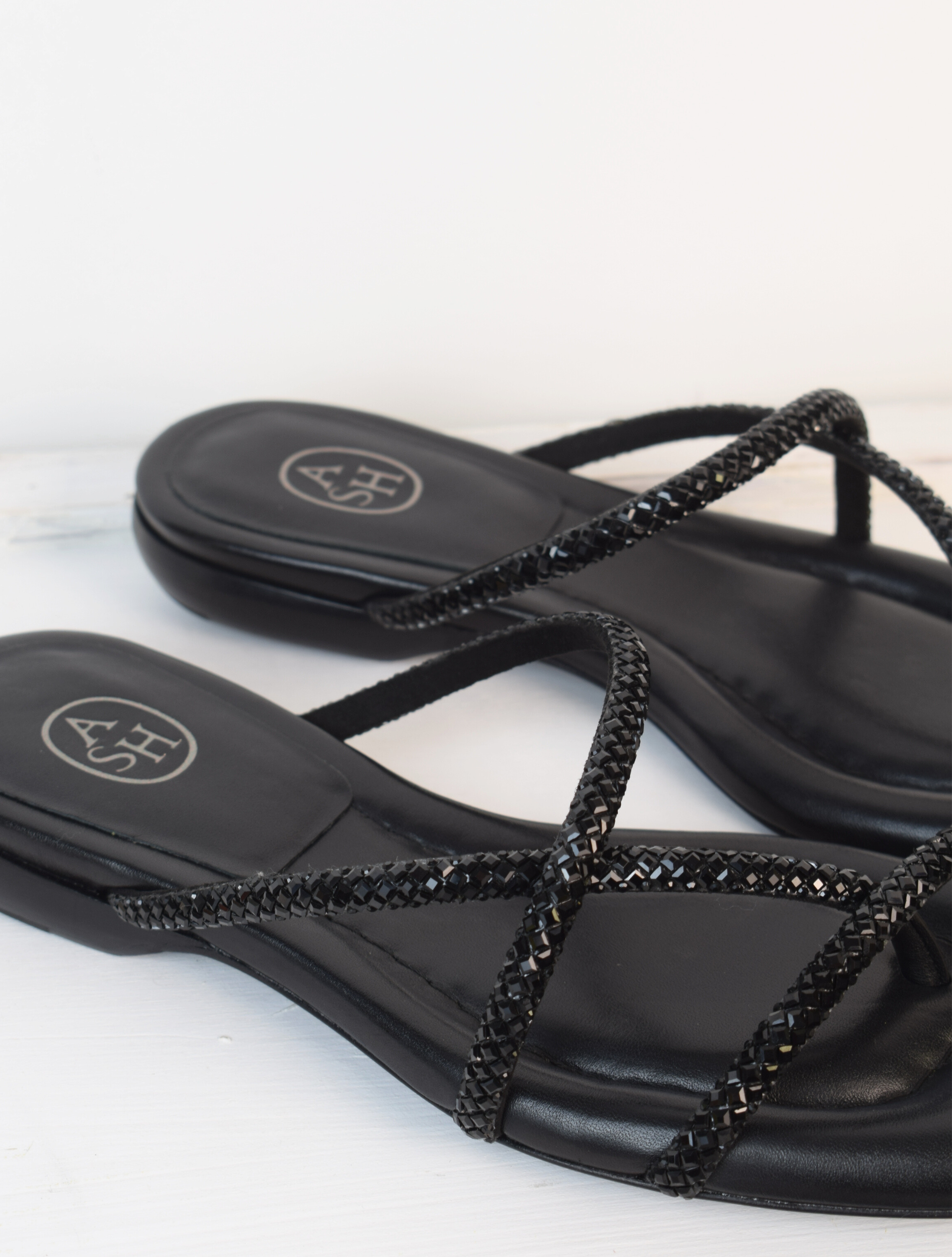 Black sandals with black studs 