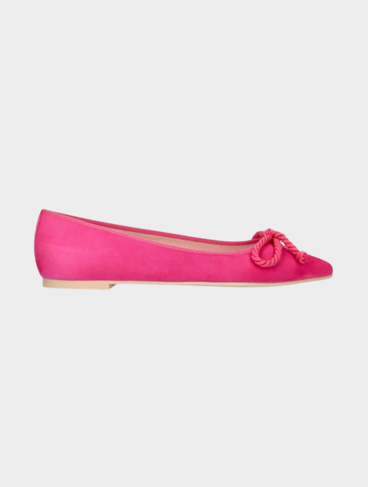 Pink pointed toe ballet pump with rope bow