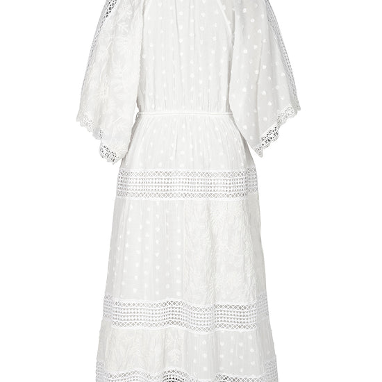 White lace dress on a white background