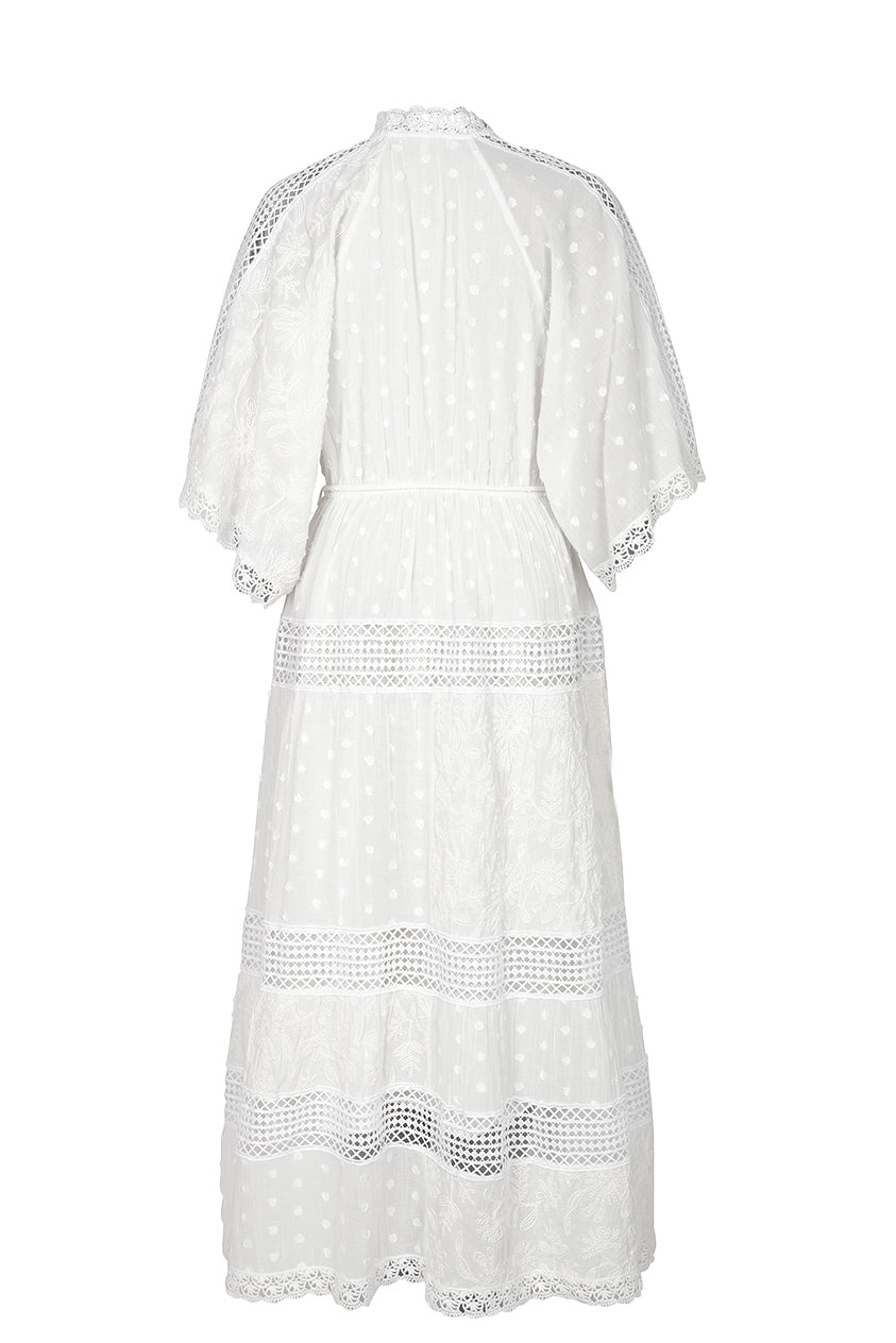 White lace dress on a white background