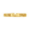 A gold chain bracelet with a braided rope texture and a rectangular clasp featuring the brand name 'JACK JONES' engraved on it, set against a plain white background.