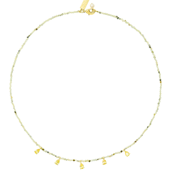 green beaded choker necklace with charms