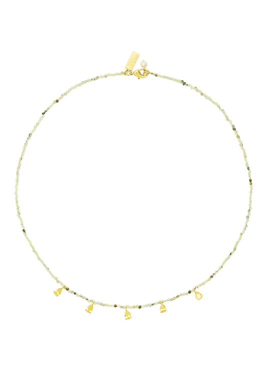 green beaded choker necklace with charms