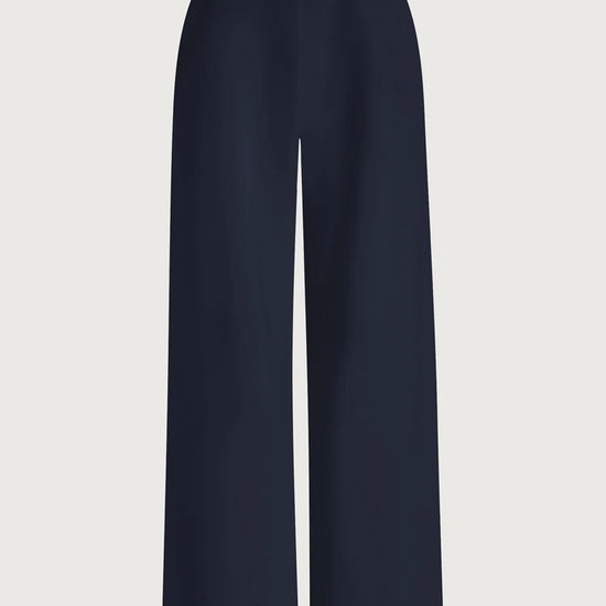 extra wide leg navy elasticated waistband trousers from varley