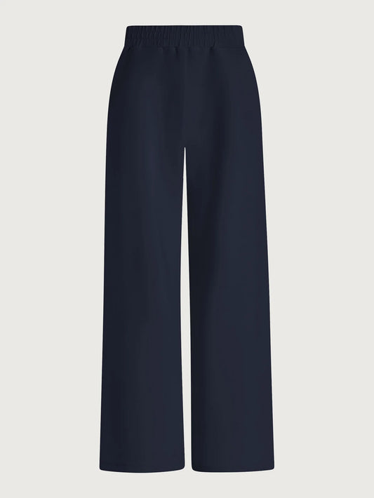 extra wide leg navy elasticated waistband trousers from varley