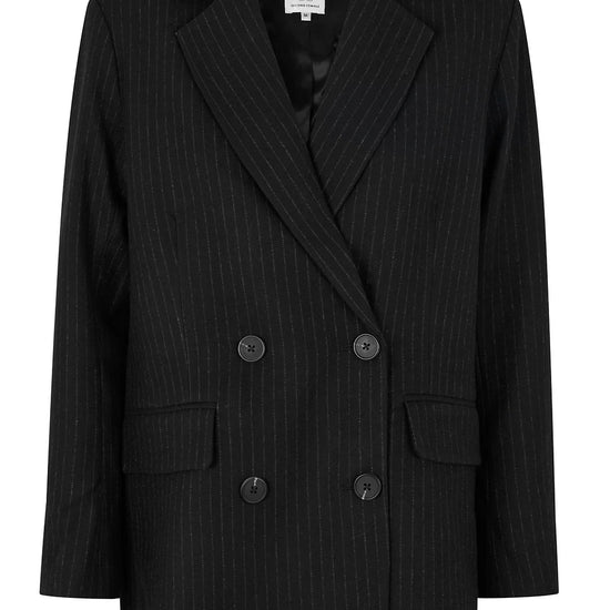 Black pinstripe double breasted blazer