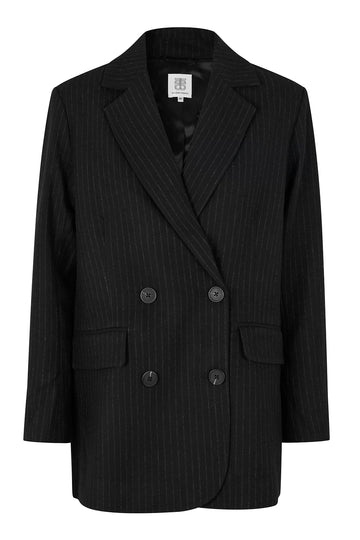 Black pinstripe double breasted blazer