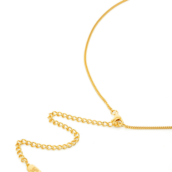 Gold chain necklace on a white background