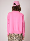 pink cardigan with collar and rib detailing rear view