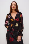 Alixa Top Onyx Blurred Floral