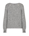 grey boat neck jumper with raglan sleeves and open stitch detailing at the rear  rear view 