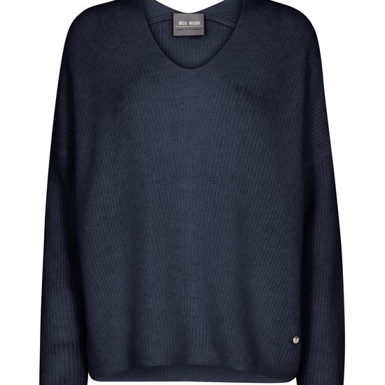 Navy V neck jumper with dropped shoulders