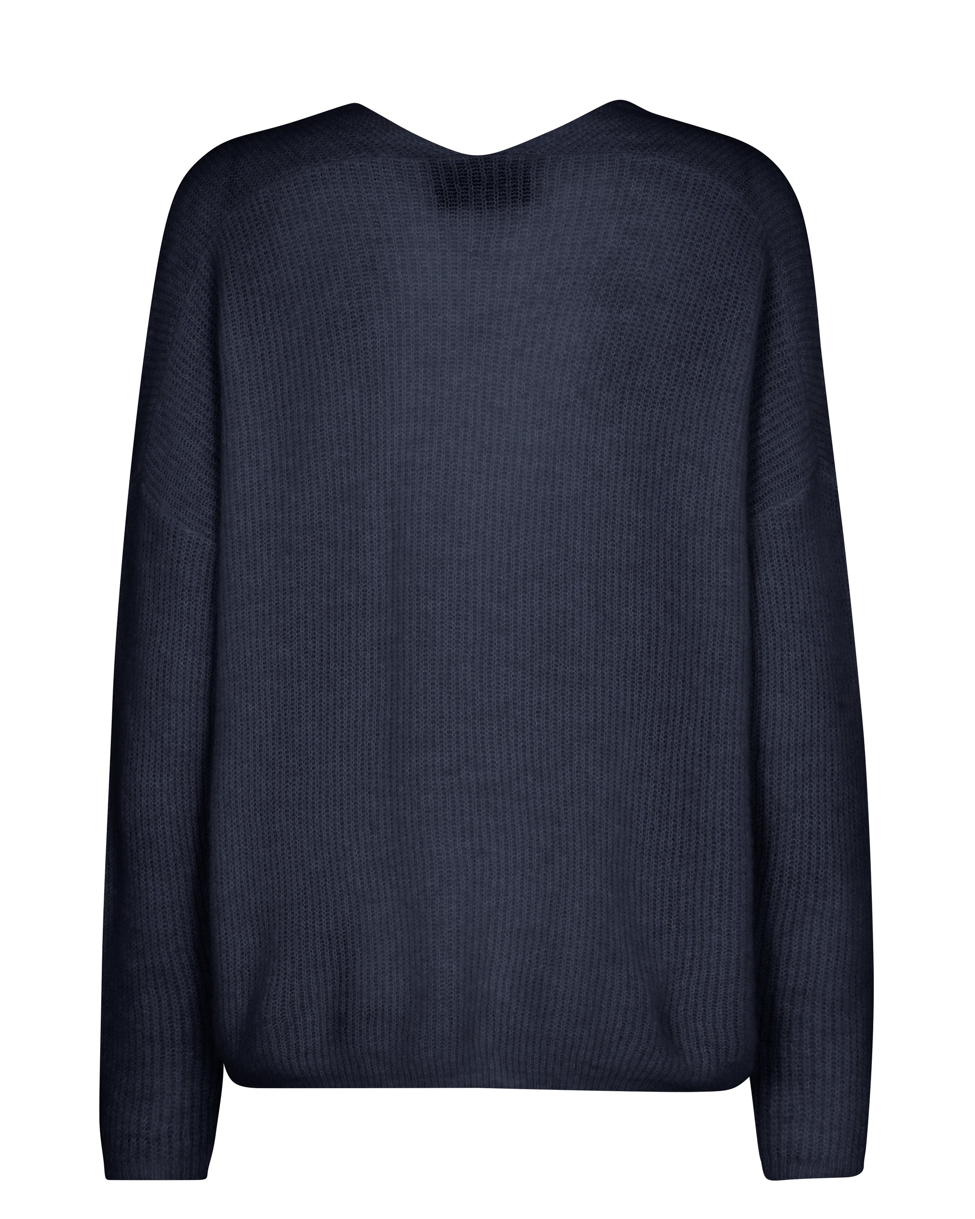 Navy V neck jumper with dropped shoulders