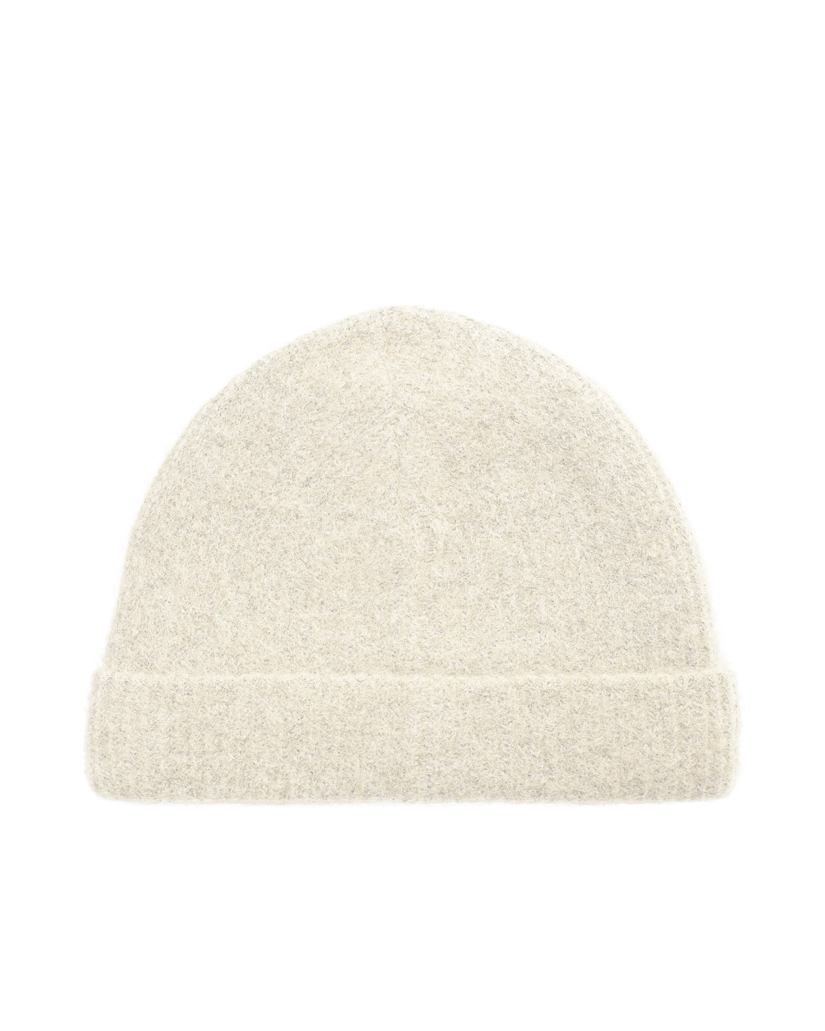 Cream ribbed woollen hat with turn up cuff