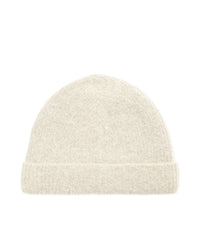 Cream ribbed woollen hat with turn up cuff