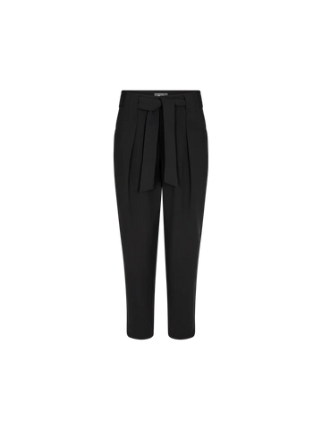 Black tapered trousers with self tie belt