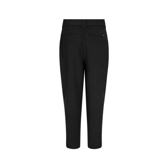 Black tapered trousers with self tie belt