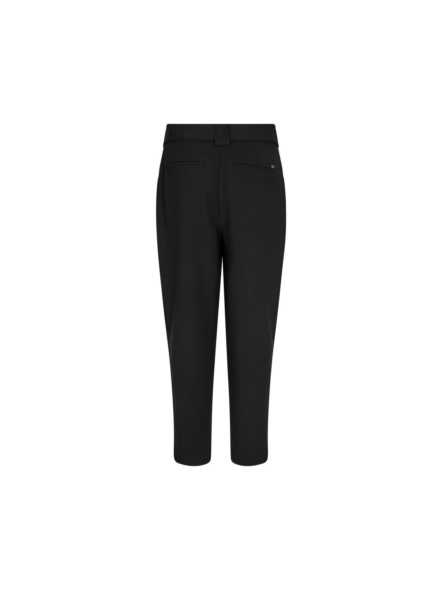 Black tapered trousers with self tie belt