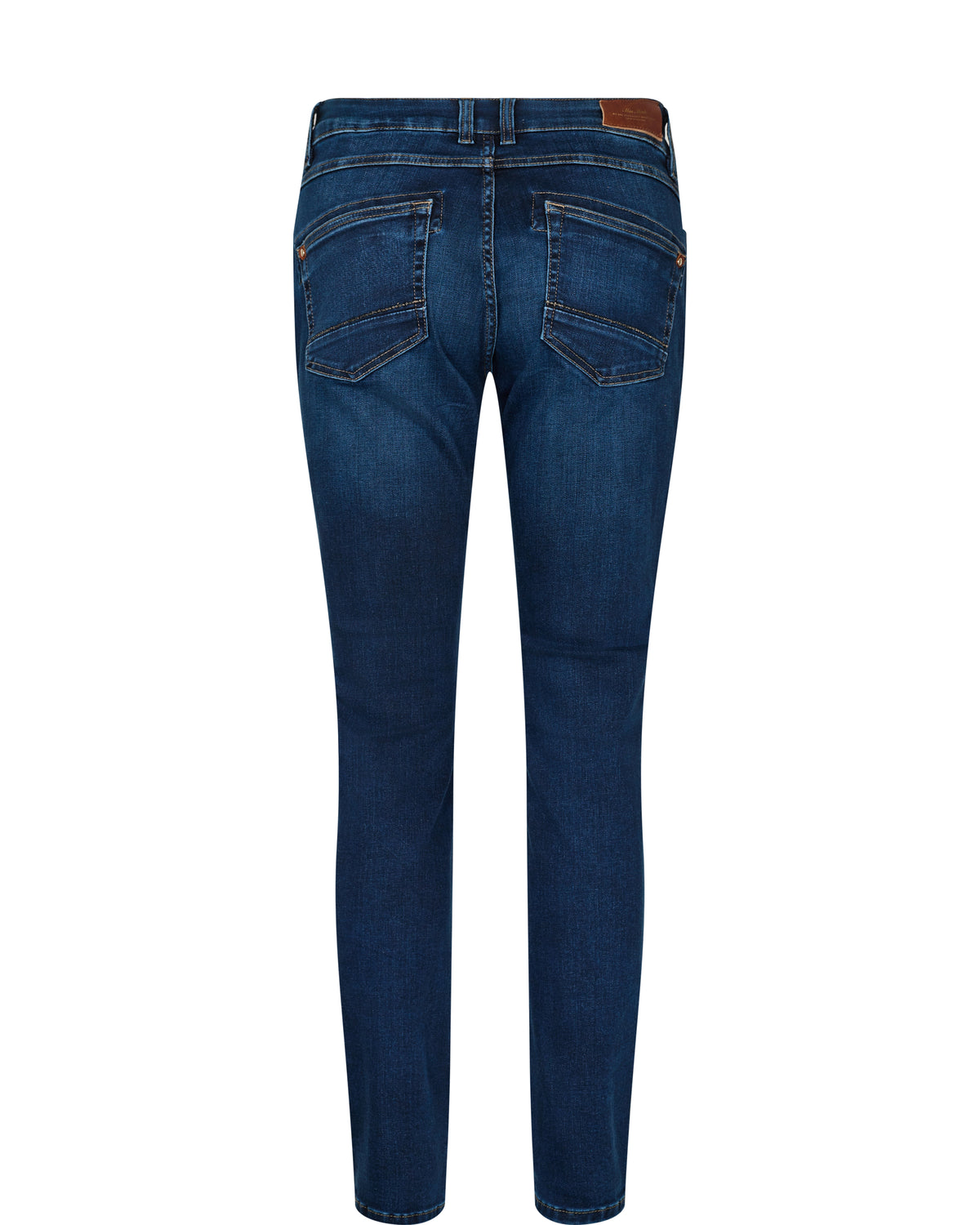 Slim cut jeans with slight fading and embroidery around the pockets