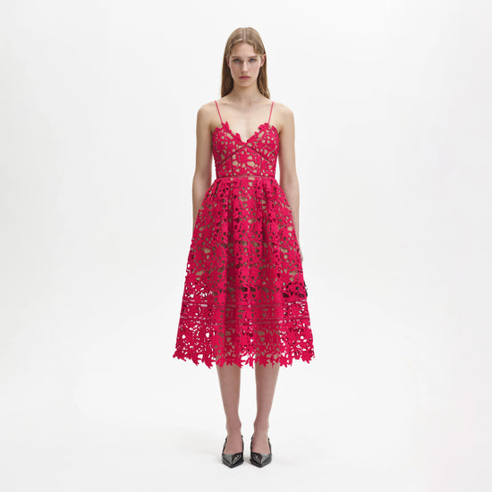 Deep pink lace dress with spaghetti straps