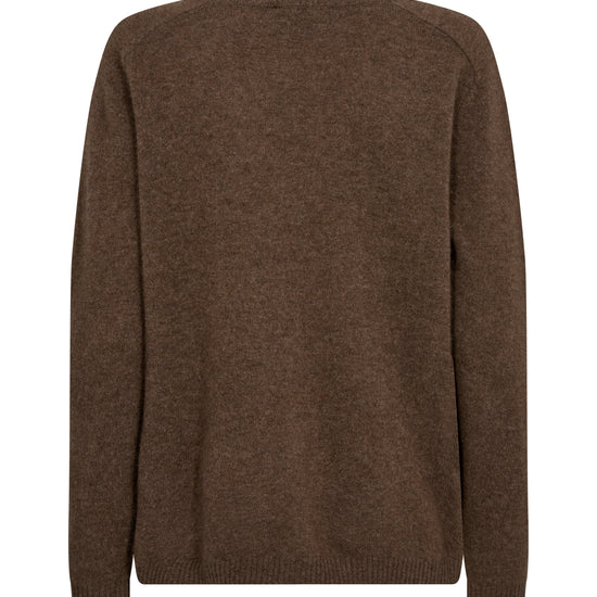 rear view of brown cashmere jumper with long sleeves