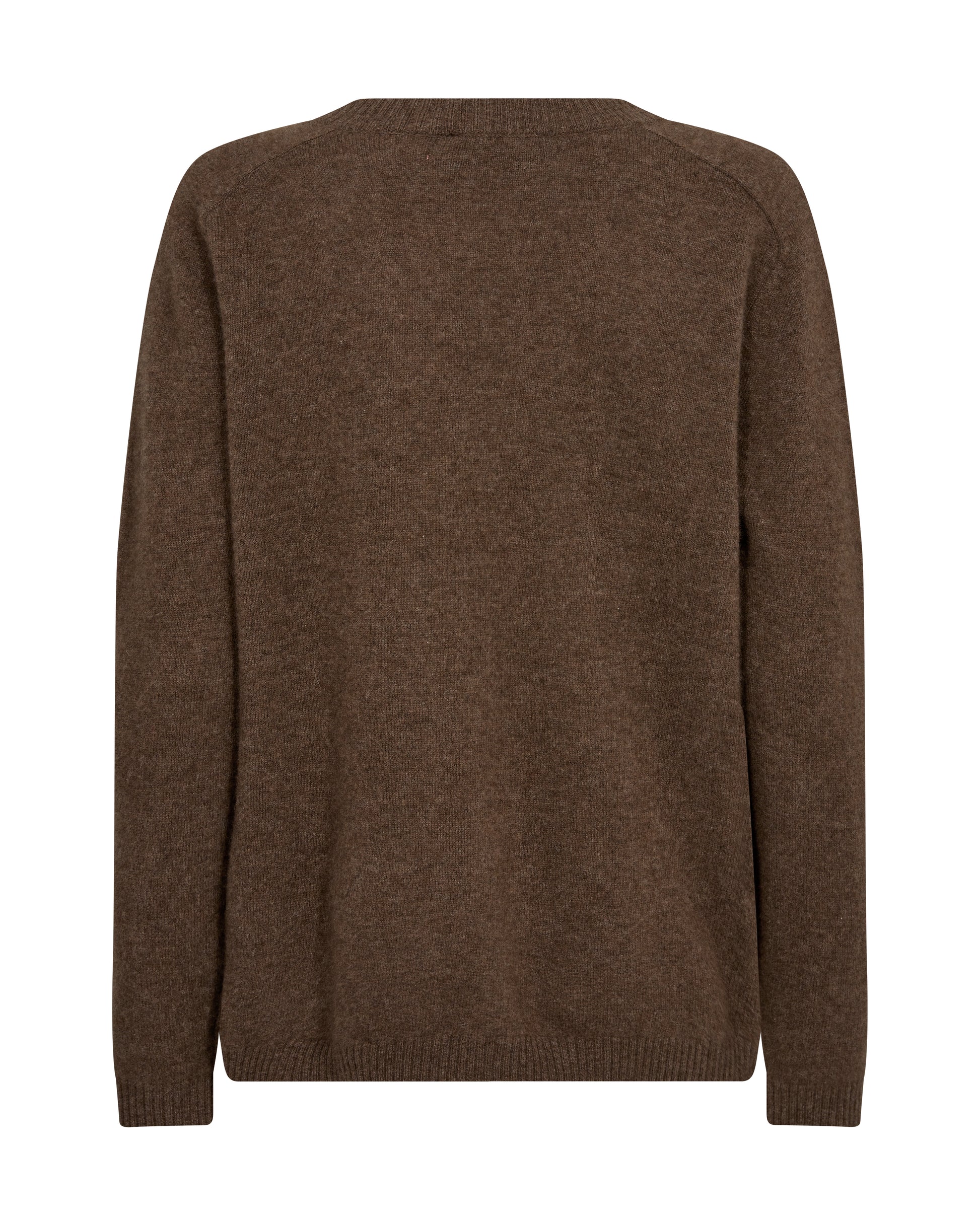 rear view of brown cashmere jumper with long sleeves