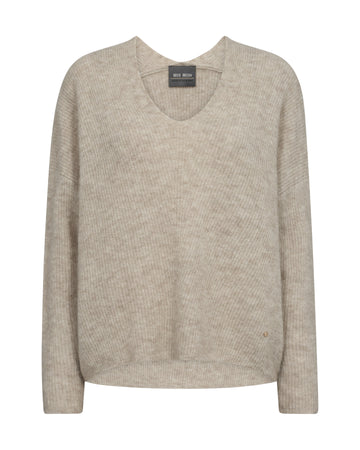 MMThora V Neck Knit Feather Gray