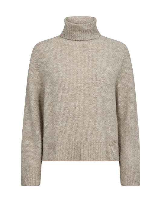 Aplaca blend roll neck knit in pale sand