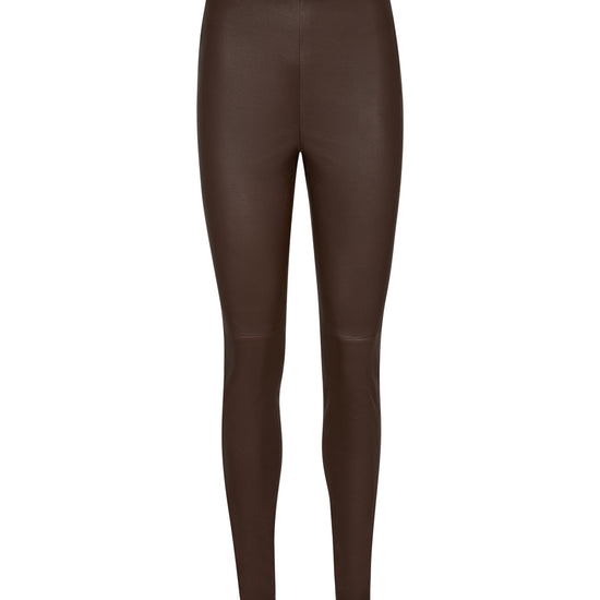 Chocolate brown stretch leather leggings