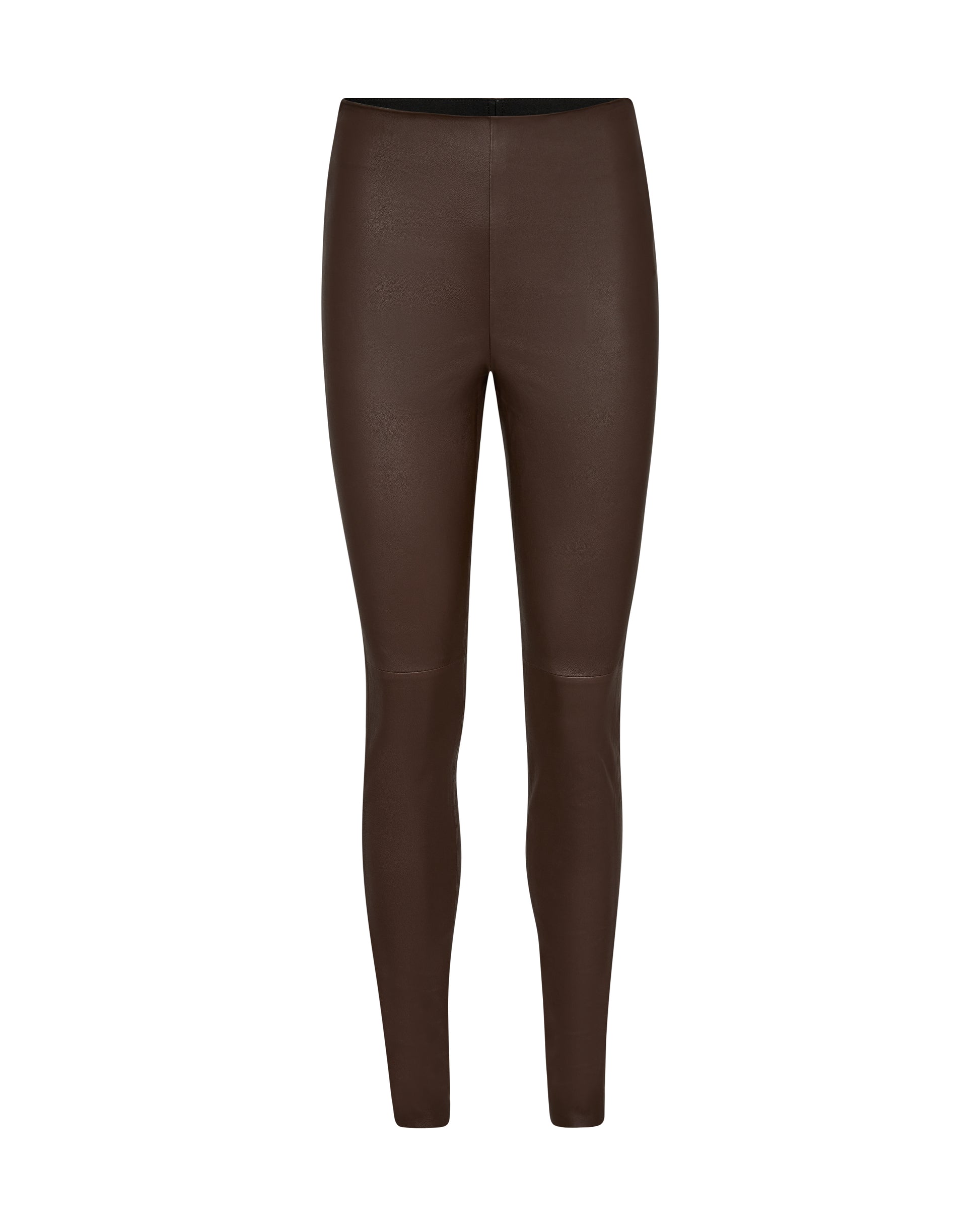 Chocolate brown stretch leather leggings