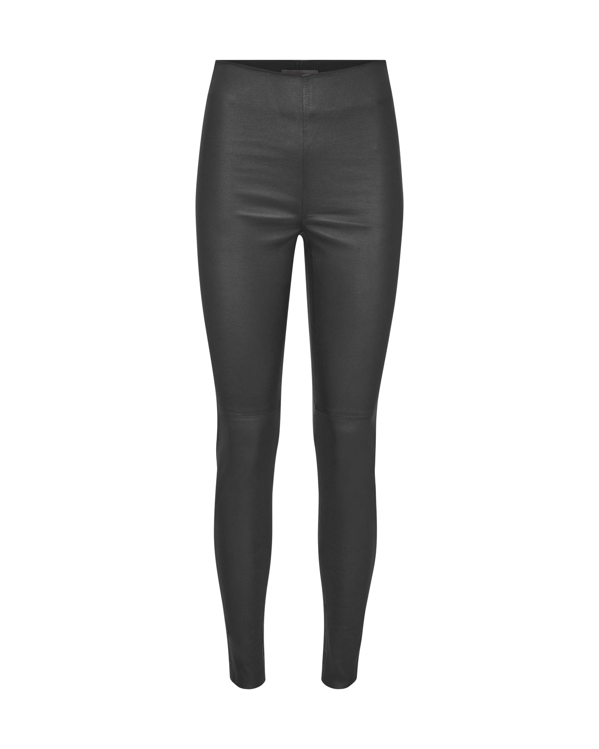 Stretch  leather leggings with an elasticated waistband in deep navy