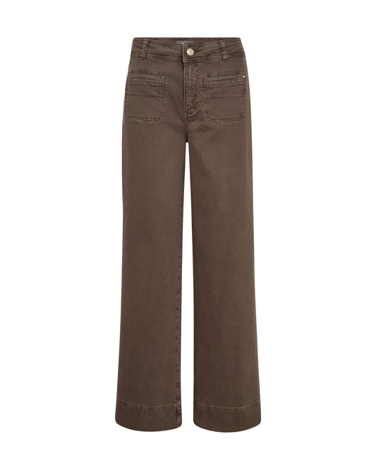 Brown wash wide leg jeans