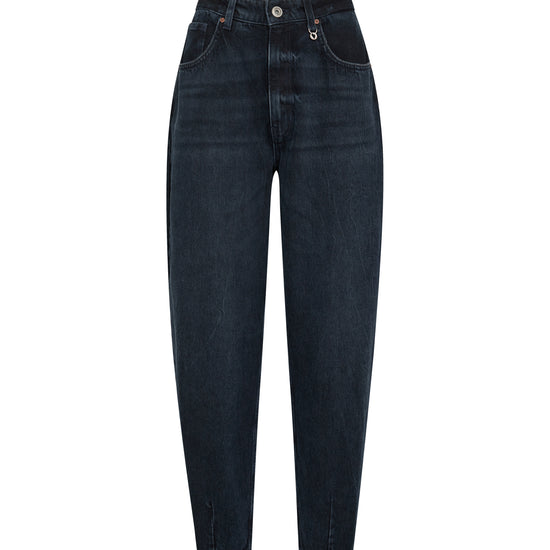 Barrel leg high waisted 00% cotton jeans