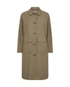 Collared trench style coat with a padded back panel