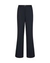 straight leg navy trousers with belt loops and button