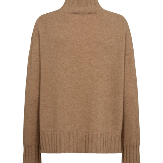 rear view of camel cashmere jumper