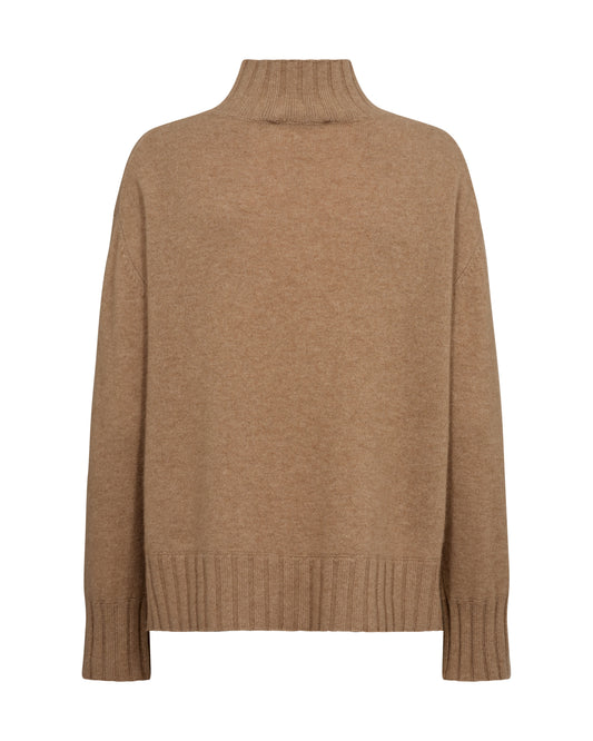 rear view of camel cashmere jumper