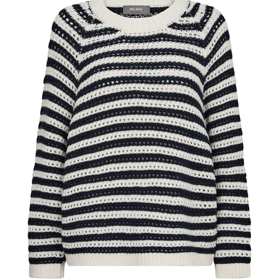 Navy and white striped wool knit