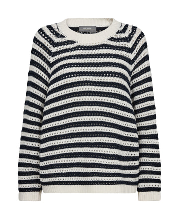 Navy and white striped wool knit