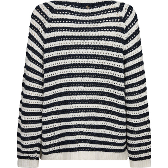 Navy and white striped knit