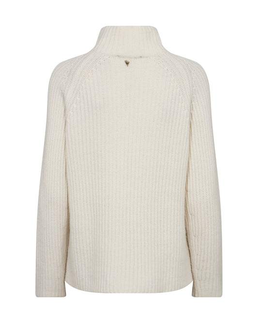 white ribbed highneck jumper rear view 