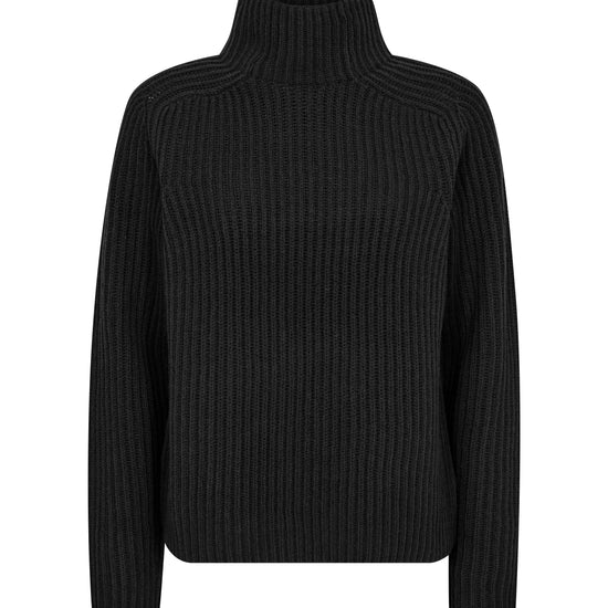 black ribbed high neck jumper