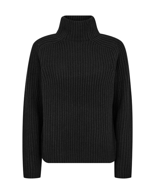 black ribbed high neck jumper